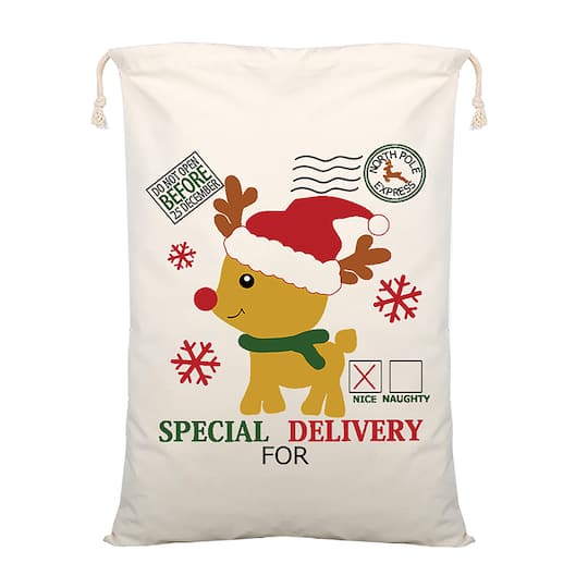 Personality Case&#x2122; 19&#x22; x 26&#x22; Baby Reindeer Delivery Christmas Cotton Sack
